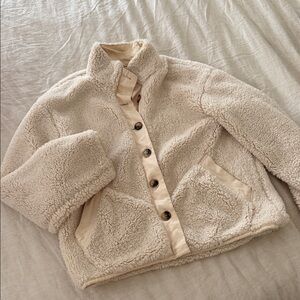 Rowie the Label Cream Sherpa Button-Front Jacket